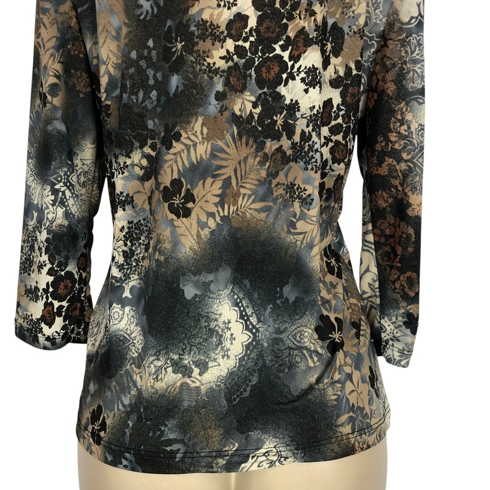 Dressbarn Floral V-Neck Buckle Top Shirt Medium Y2K Whimsigoth Fairy Grunge 90s - Picture 7 of 14